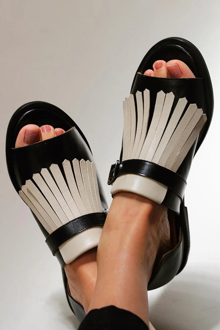 LUCREZIA | Elegant Platform Sandals with Fashionable Fringe
