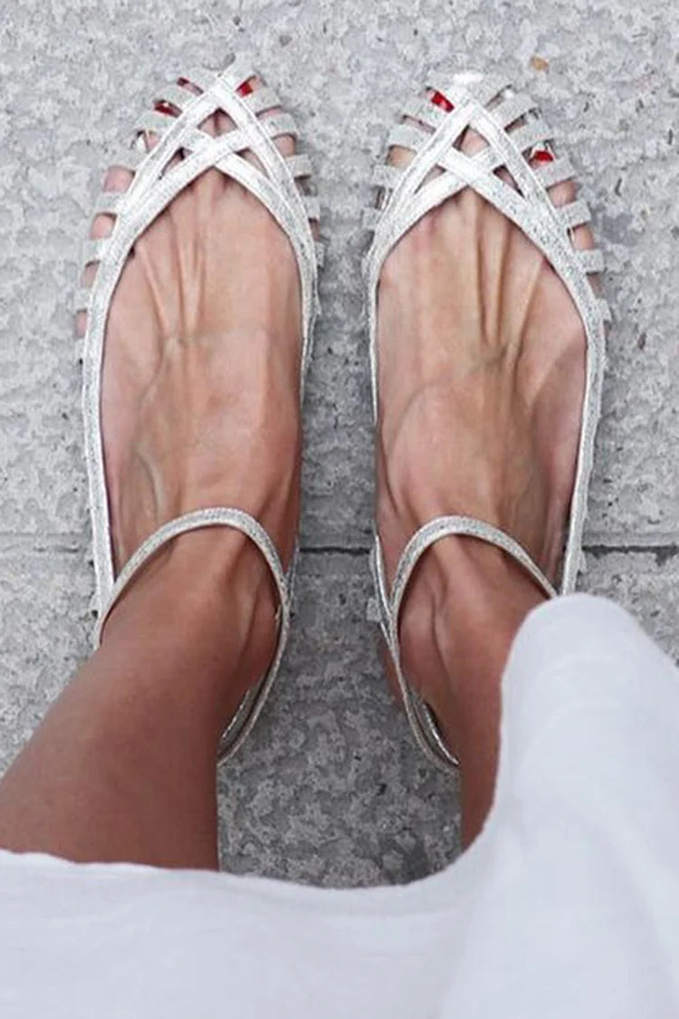 GIADA| Elegant woven ballerina with strap for a sophisticated style