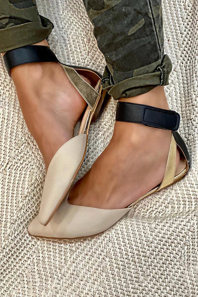 ELENA | Elegant pointed ballerinas with ankle strap for a refined style