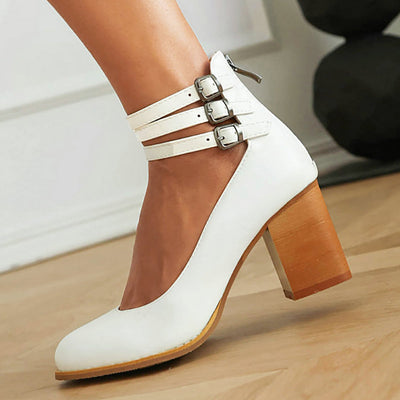Caa™ | Elegant smooth sandals with ankle strap and thick heel for a sophisticated look
