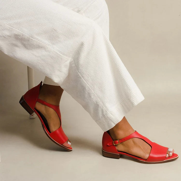 ALBINA | Elegant low open sandals with strap for a refined look