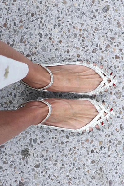 GIADA| Elegant woven ballerina with strap for a sophisticated style