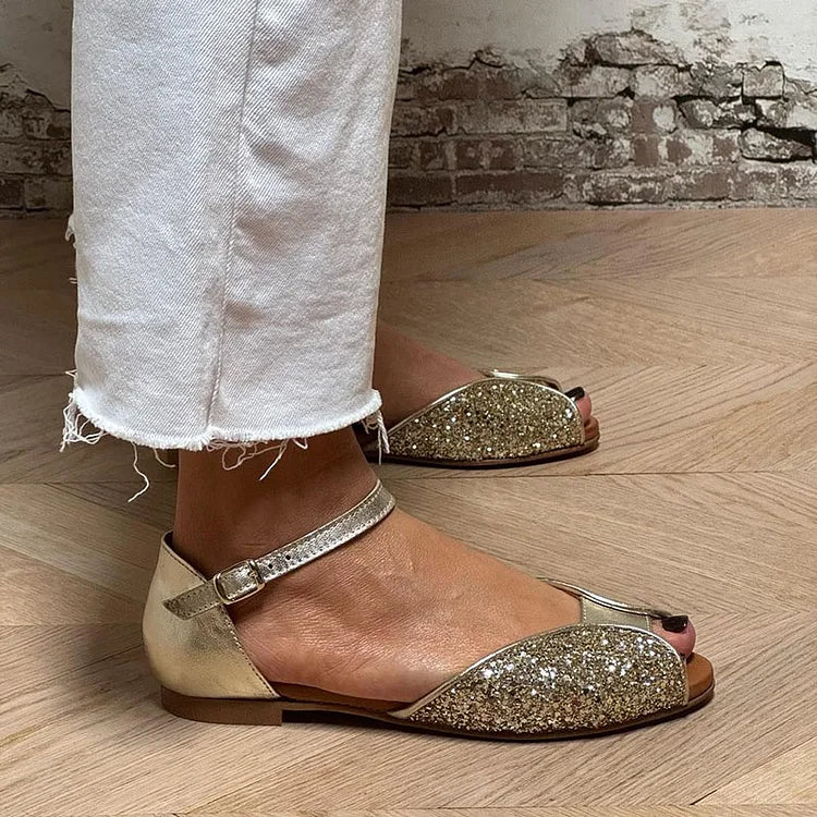 FLAVIA | Flat Glitter Sandal