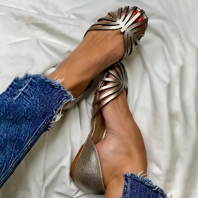 LIA Open Toe Cutout Ballet Flats - Stylish and Fashionable Shoes