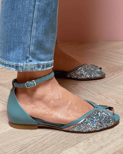 BRIGITTA | Elegant Glitter Low Sandals Perfect for Any Occasion