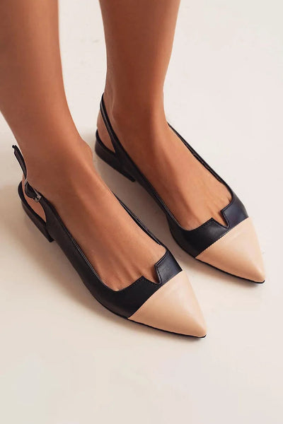 VITTORIA | Elegant ballerinas with toe cap and two-tone details for a refined style