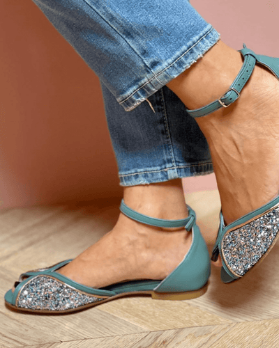 BRIGITTA | Elegant Glitter Low Sandals Perfect for Any Occasion