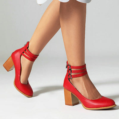 Caa™ | Elegant smooth sandals with ankle strap and thick heel for a sophisticated look