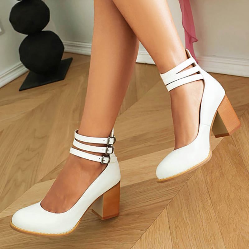 Caa™ | Elegant smooth sandals with ankle strap and thick heel for a sophisticated look