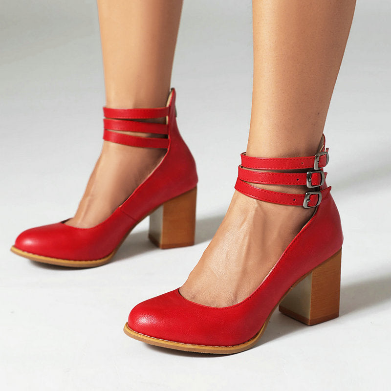 Caa™ | Elegant smooth sandals with ankle strap and thick heel for a sophisticated look