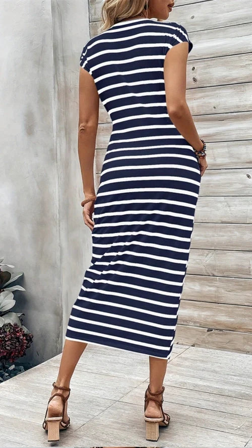 Knot-Detail Striped Dress