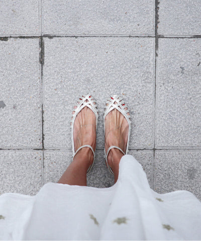 GIADA| Elegant woven ballerina with strap for a sophisticated style
