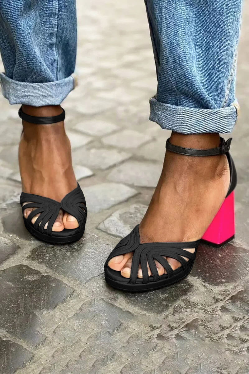 LUMA | Elegant Metallic Sandal with Fluorescent Heel for a Unique Style