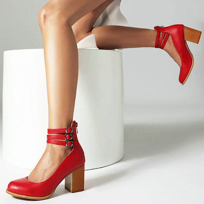 Caa™ | Elegant smooth sandals with ankle strap and thick heel for a sophisticated look