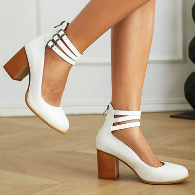 Caa™ | Elegant smooth sandals with ankle strap and thick heel for a sophisticated look